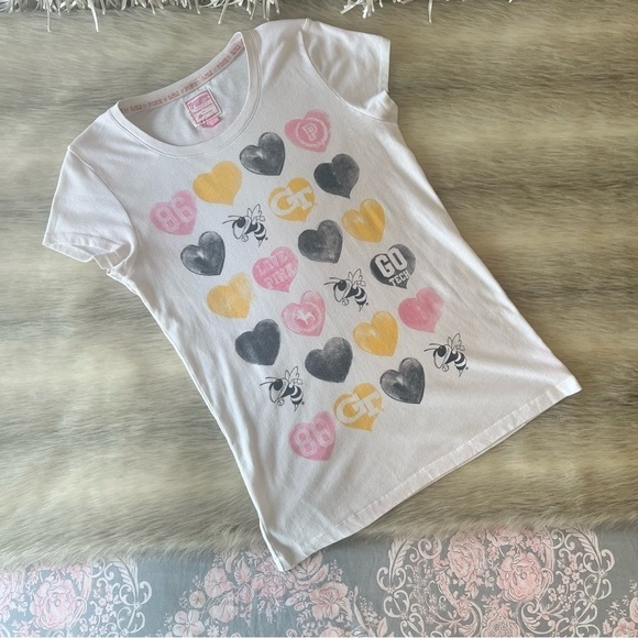 y2k PINK VICTORIA’S SECRET White Yellowjackets GA Tech Short Sleeve Sleep Shirt - Picture 1 of 10